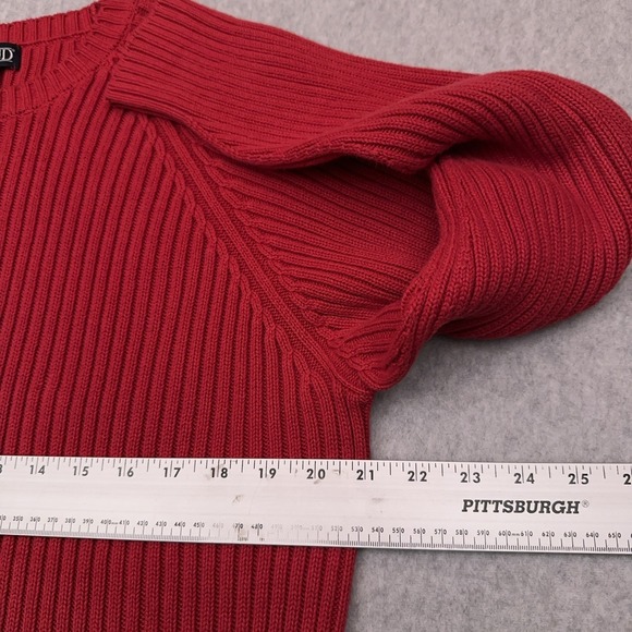 Vintage Lands'‎ End Sweater Men's Large Red Ribbed Knit Crew Neck Made in USA - Picture 5 of 7